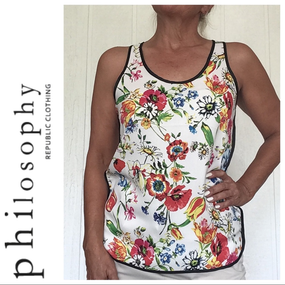 PHILOSOPHY REPUBLIC MULTI COLORED FLORAL TANK TOP NWT SMALL